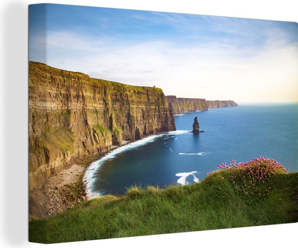MuchoWow - Leinwandbilder - Klippe von Moher in Irland, Wandbild, Wanddeko Bilder Wohnzimmer, 60x40 cm