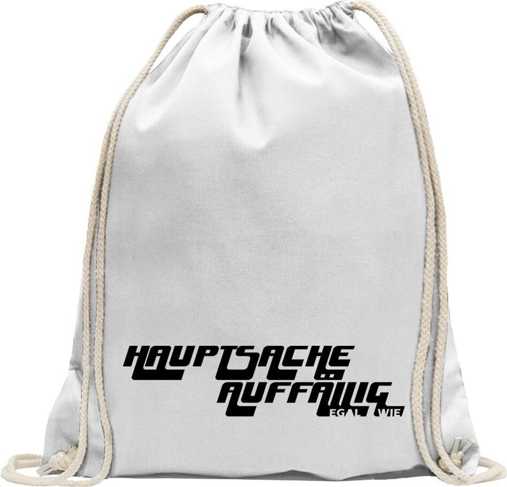 Kiwistar - Turnbeutel - weiss - Hauptsache auffällig - Fun Rucksack Sport Beutel Gymsack Baumwolle mit Ziehgurt