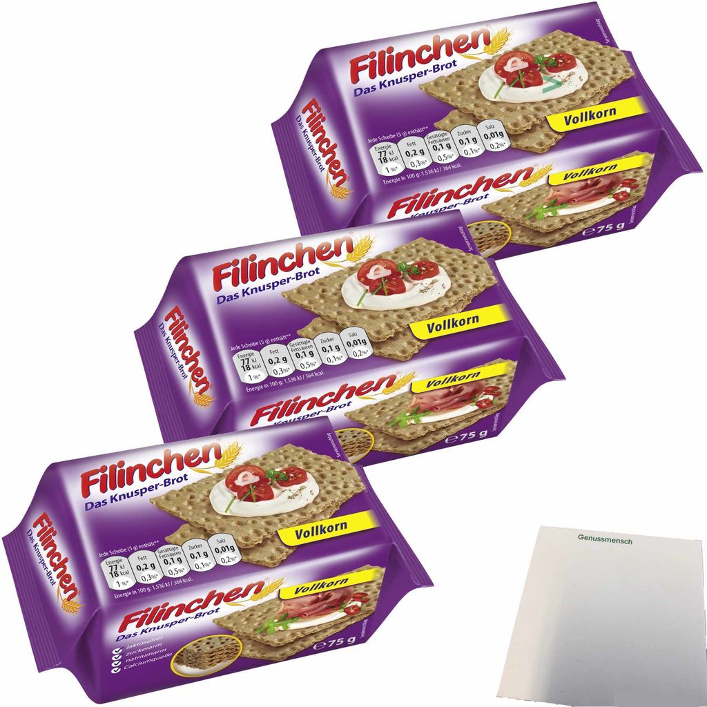 Filinchen Vollkorn das Knusperbrot 3er Pack (3x75g Packung) Produktbild 