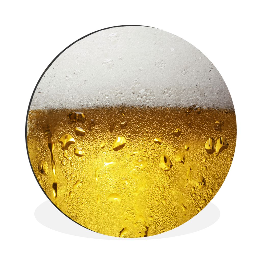 MuchoWow Aluminium Wandkreis Überfülltes Bierglas mit Kondenswasser Ø 60 cm Wanddeko Modern Wohnzimmer - Wand Kreis - Wandbild - Schlafzimmer ...
