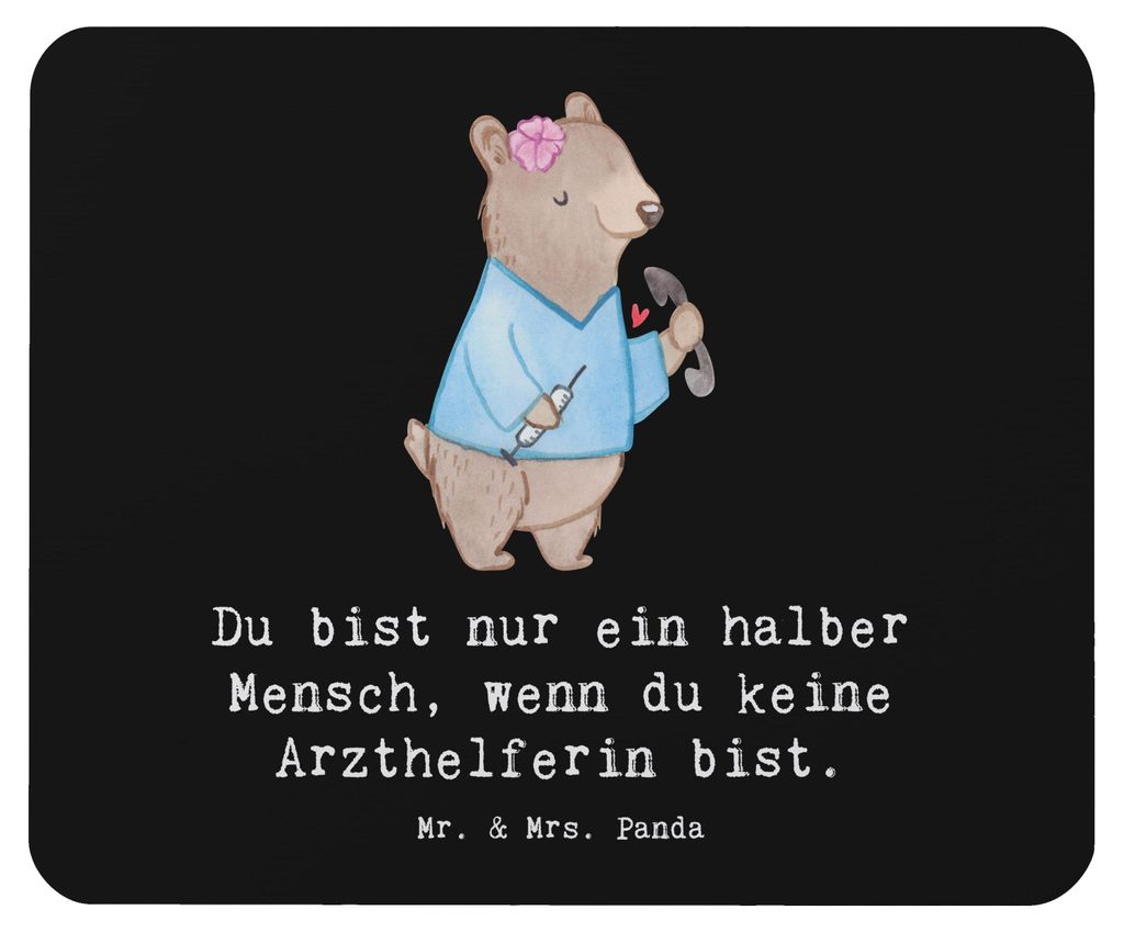Mr. & Mrs. Panda Mousepad Arzthelferin Herz - Schwarz - Geschenk, mauspad laptop, Arztpraxis, Mouse Pad, Beruf, Krankenhaus, MFA, krank, Spruch, Kr...