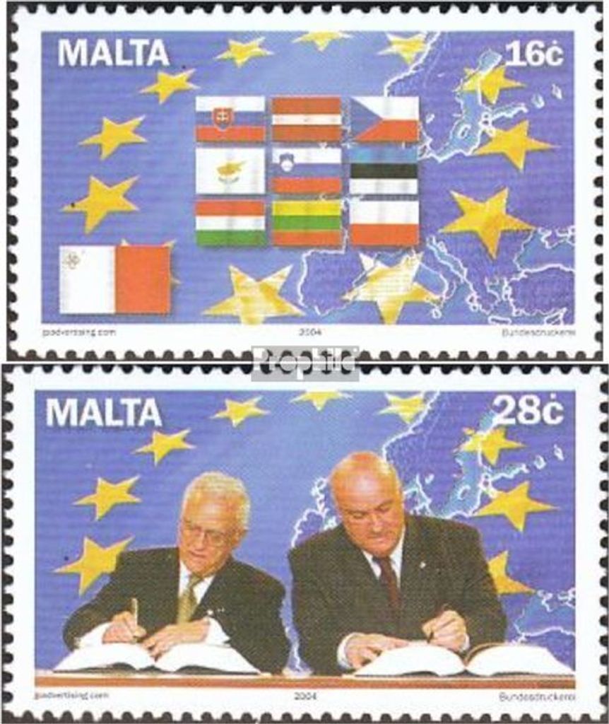 Briefmarken Malta 2004 Mi 1341-1342 (kompl.Ausg.) postfrisch Beitritt zur EU