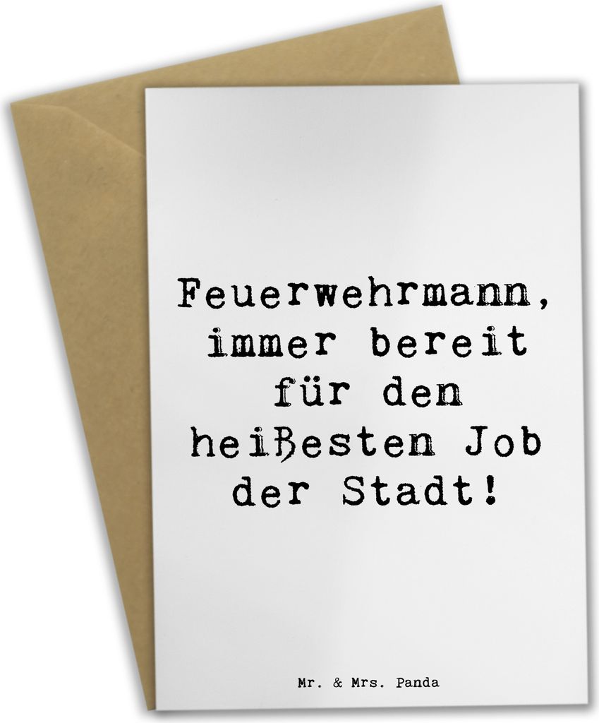 Mr. & Mrs. Panda neujahrskarte Spruch Feuerwehrmann Held - Weiß - Geschenk, Brandschutz, hochzeitskarten, weihnachtskarten, Klappkarte, humorvoll,...