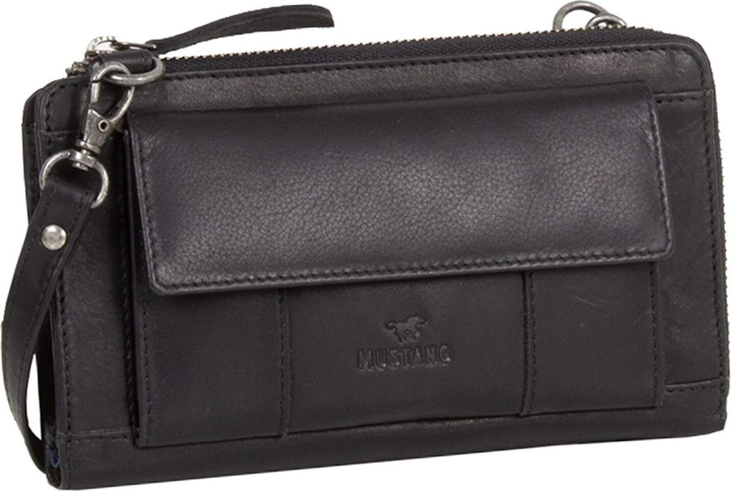 MUSTANG Leder Geldbörse Umhängetasche Salamanca Tome Wallet Bag Black schwarz