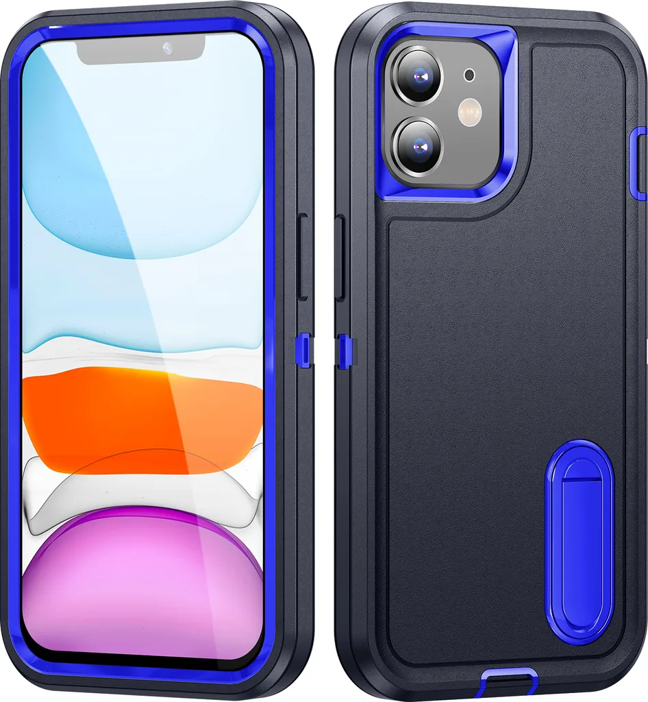 Cover Ibrida iPhone 11 Hybrid Blu - Triplo Strato Anti-Shock con Stand