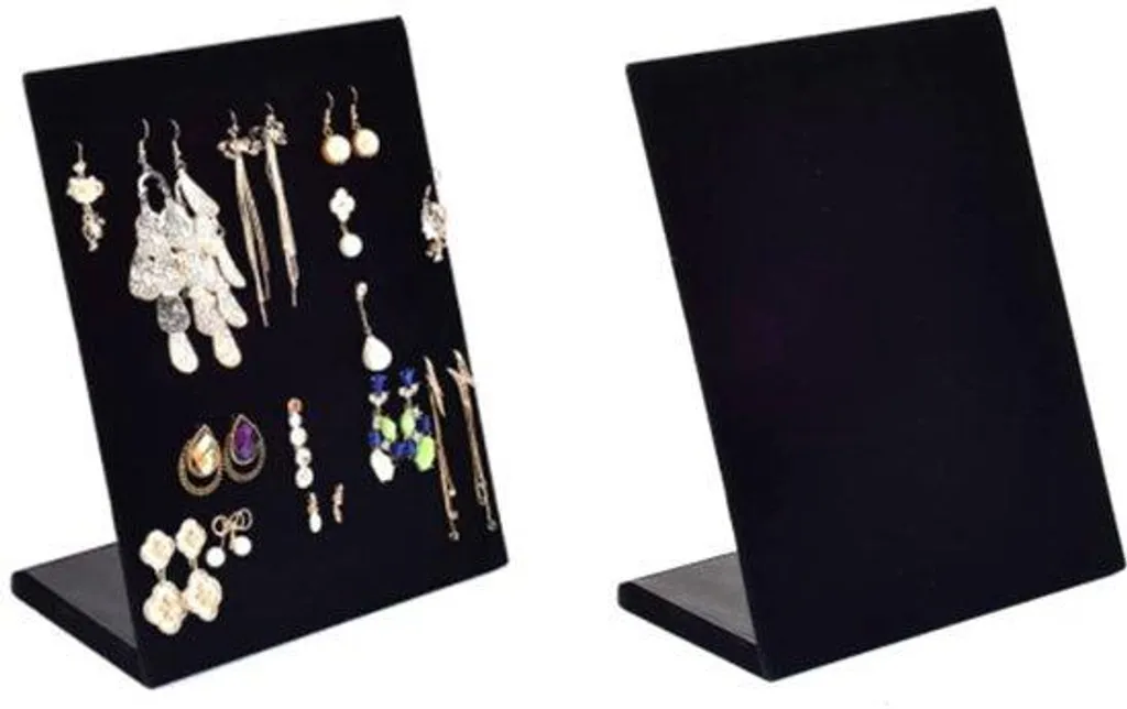 Rangement boucles d'oreilles anti-nœuds en velours noir 30 paires x2