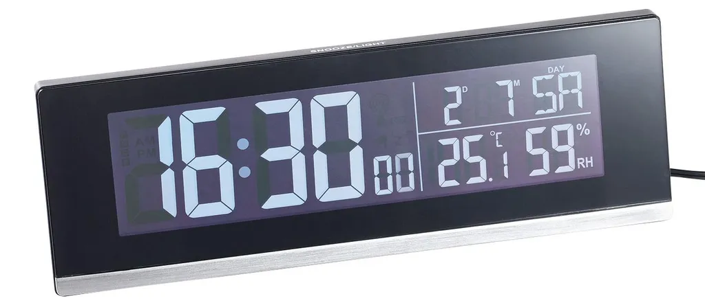 Réveil radio-piloté avec sonde thermique et charge USB rapide 5V blanc