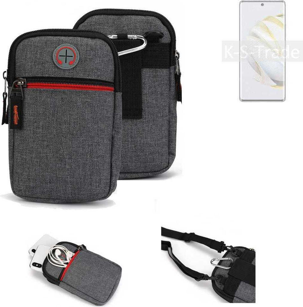 K-S-Trade Holster Gürteltasche kompatibel mit Huawei nova 10 Handy Tasche Schutz Hülle grau Zusatzfächer 1x