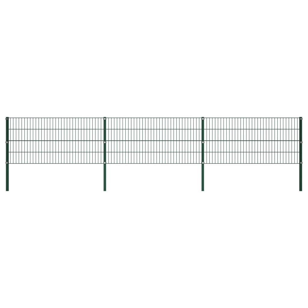 The Living Store Zaunfeld mit Pfosten Eisen 5,1 x 0,8 m Grün