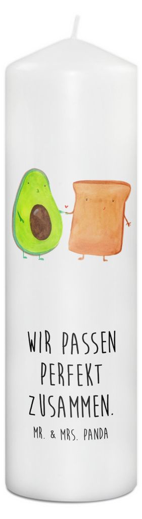 Mr. & Mrs. Panda Kerze Avocado Toast 29 x 8 cm XL - Weiß - Geschenk, Gesund, Hochzeit, Blockkerze, Erinnerungslicht, Jahrestag, Bedruckte, Freundi...