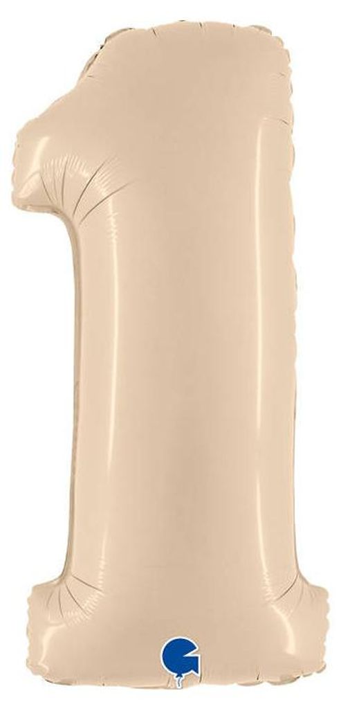 Palloncino in foil numero 1, satinato crema 66cm Grabo Immagine del prodotto 