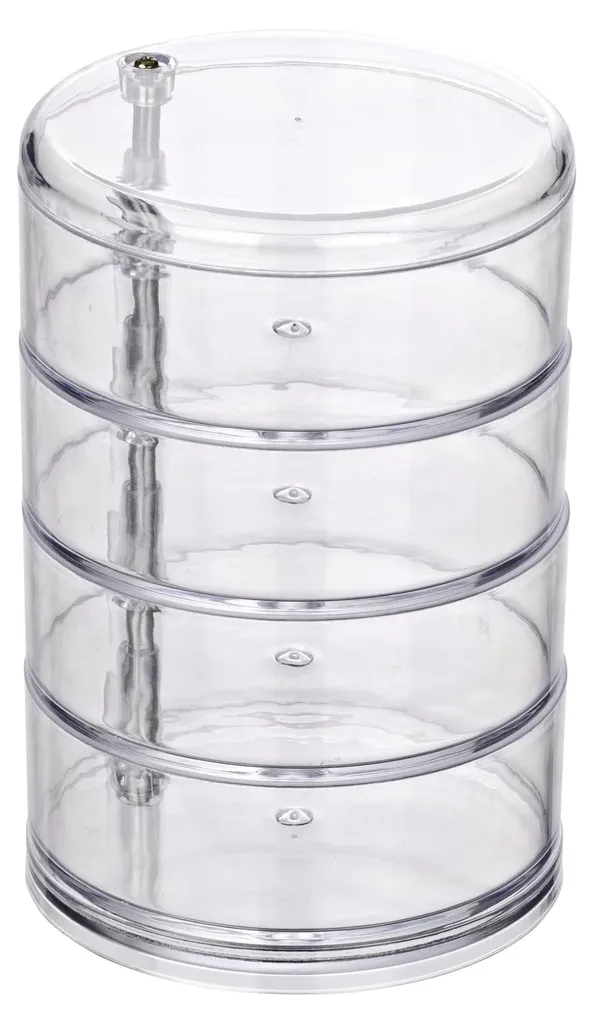 Tour cosmétique en acrylique transparent avec 4 bacs de rangement