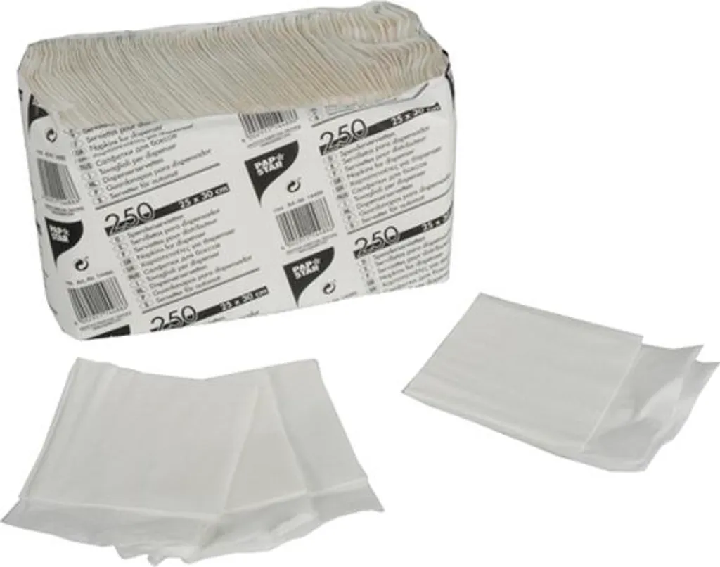Serviettes PAPSTAR pour distributeur 250x300 mm blanches - lot de 250