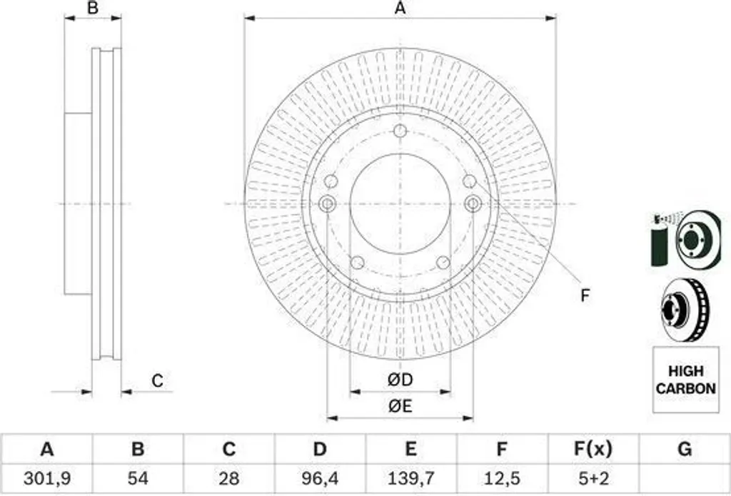 Disque de frein avant pour Kia Sorento I - Remplacement BOSCH 0986479F20