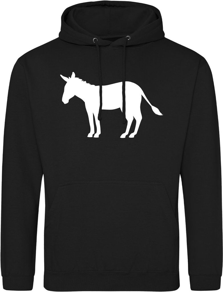 Huuraa Uni Hoodie Esel Silhouette XL Deep Black Vegan Sweatshirt Geschenkidee