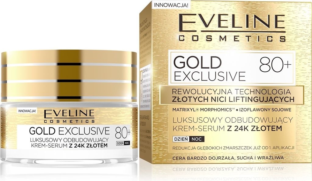 EVELINE Gold Exclusive 80+ s restauratives Creme-Serum mit 24k Gold für sehr reife Haut 50ml