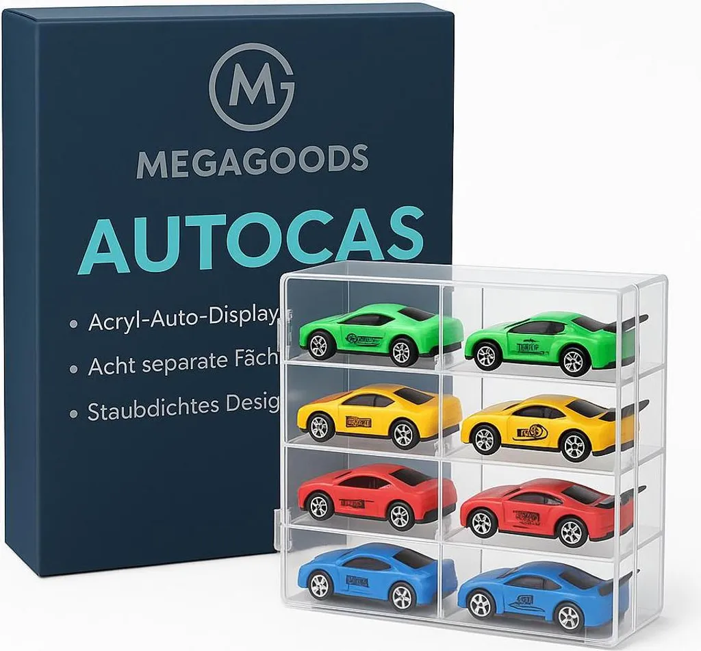 Présentoir de rangement pour voitures 1:64 avec 8 cases en plexiglas