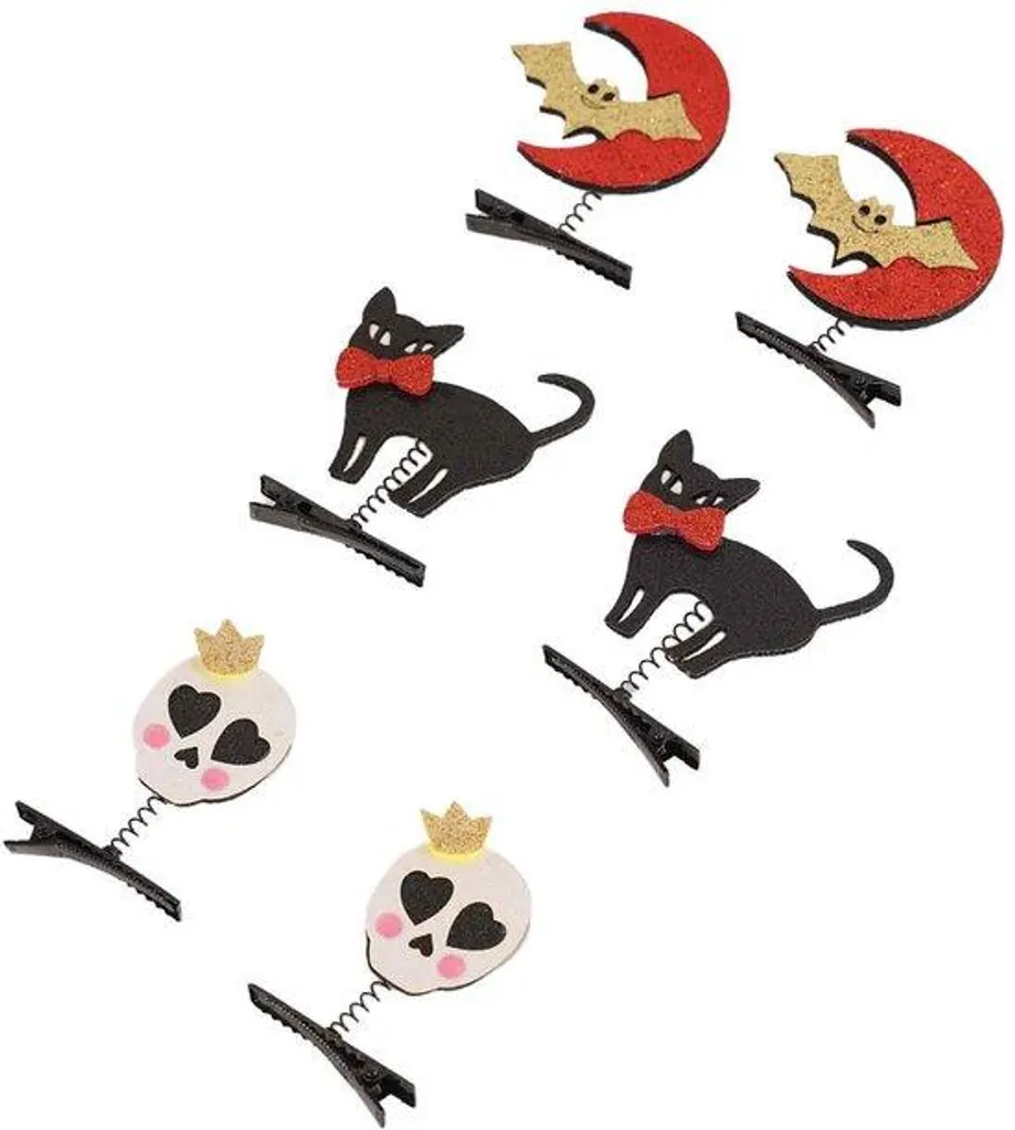 Barrettes chauve-souris et chat noir pour soirée déguisée d'Halloween