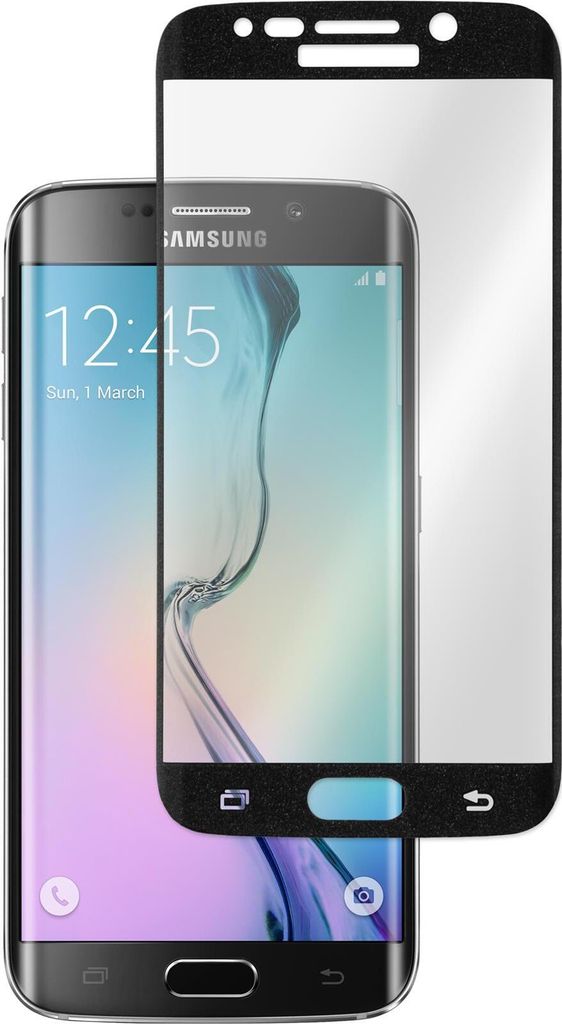 1er-Pack PhoneNatic Glas-Folie klar schwarz kompatibel mit Samsung Galaxy S6 Edge - Panzerglas für Galaxy S6 Edge