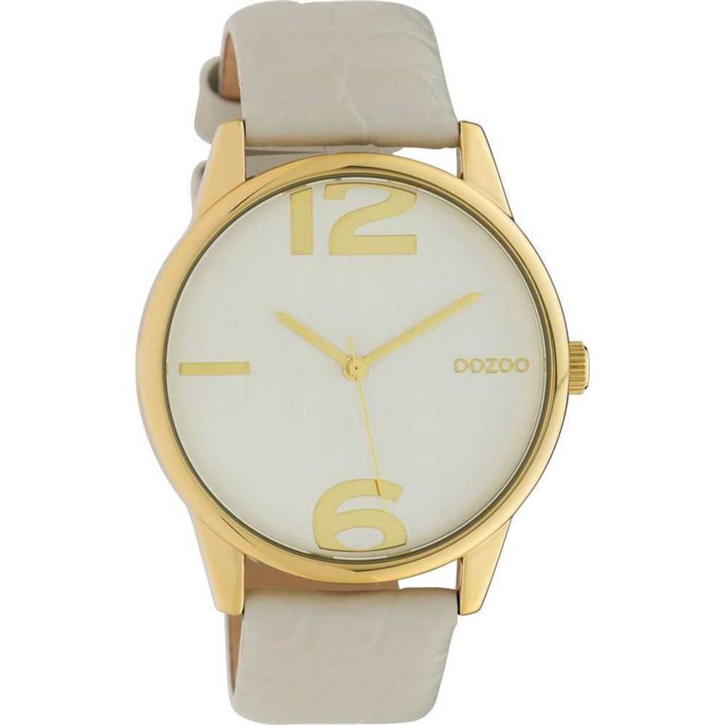 Oozoo Armbanduhr hellgrau Leder Timepieces Damen Analog-Quarzuhr UOC10375