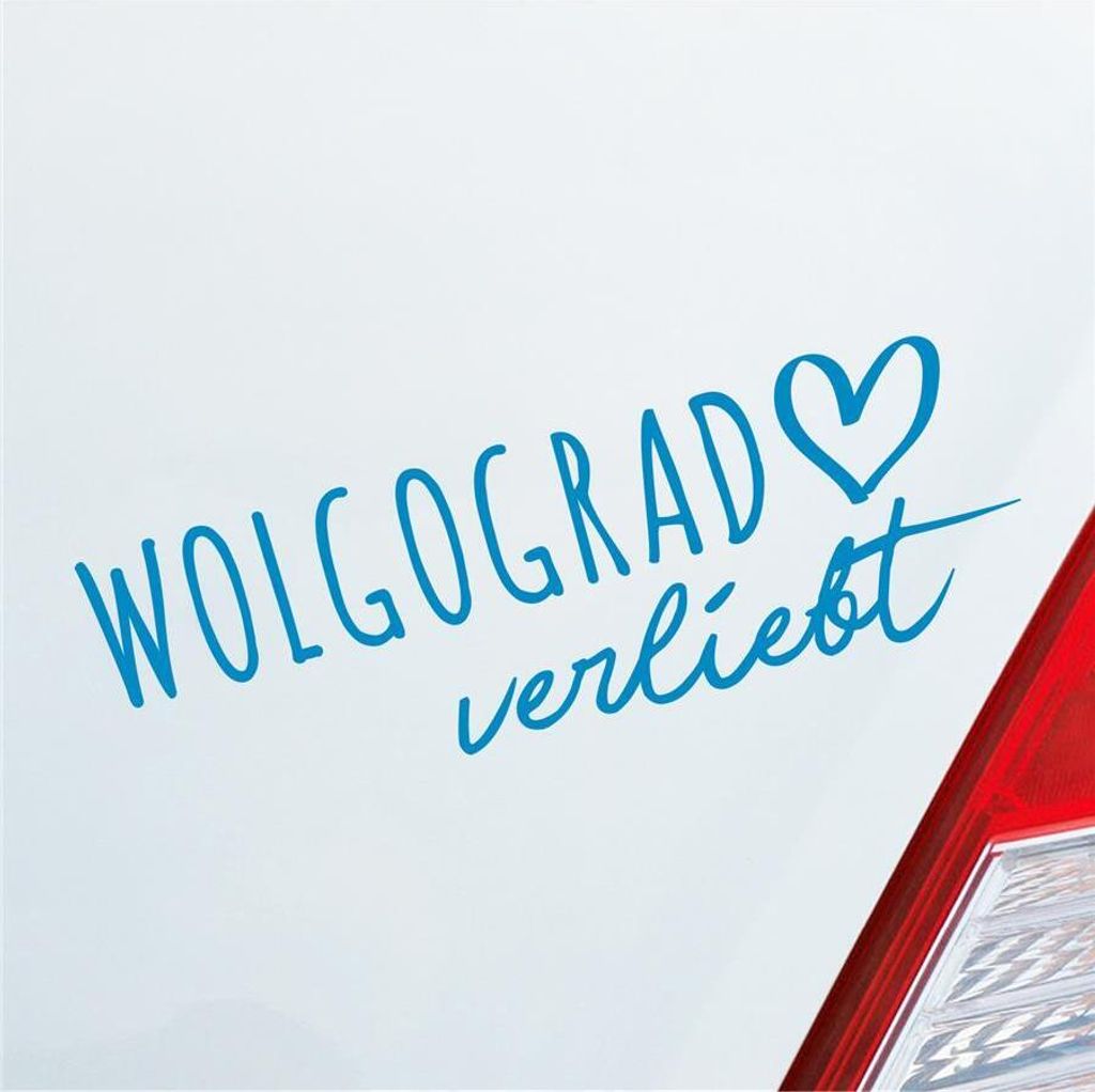 Auto Aufkleber Wolgograd verliebt Herz Stadt Heimat Liebe Car 19x6 cm Hellblau Sticker Heckscheibenaufkleber