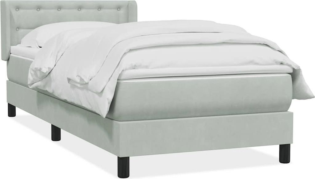 vidaXL Boxspringbett mit Matratze Hellgrau 80x220 cm Samt