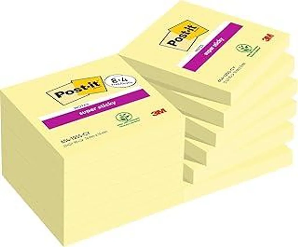 Post-it Super Sticky Gialli 76x76 | Scorta Esami 12 Blocchi x 90 Fogli