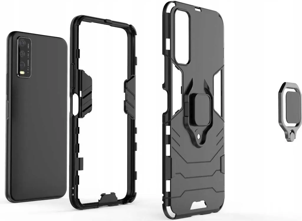 Coque antichoc Vivo Y11s Noir avec support vidéo X-ring - SPACECASE