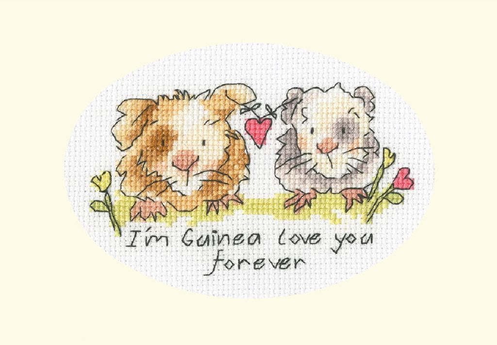 Bothy Threads Grußkarte Kreuzstich Set "Ich bin Guinea, ich liebe dich für immer", Zählmuster, XGC41, 13x9cm