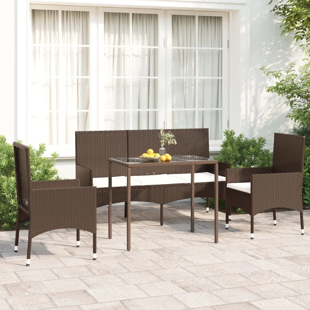 Maison Exclusive - 4-tlg. Garten-Lounge-Set mit Kissen Braun Poly Rattan