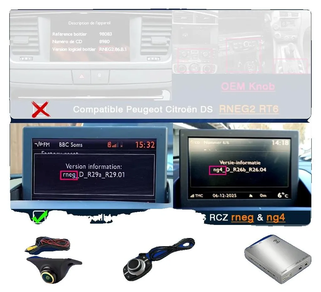 Interface CarPlay et Android Auto sans fil RNEG NG4 avec caméra incluse