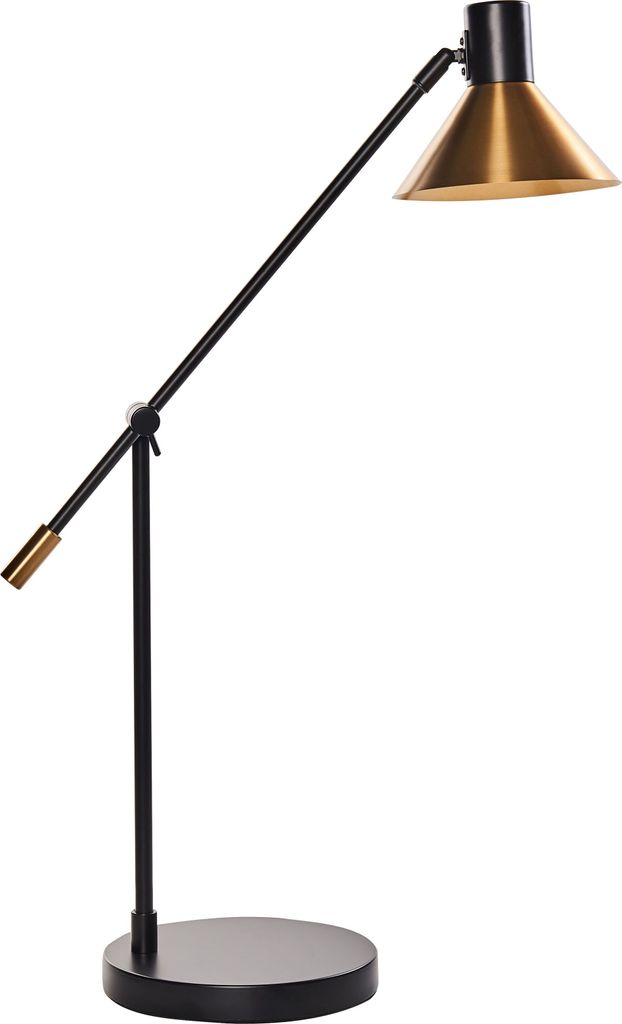 BELIANI Tischlampe Gold u. Schwarz aus Eisen Metall mit Verstellbaren Arm Lampenschirm Modernes Design Büro Schlafzimmer Schreibtischlampe Leselampe
