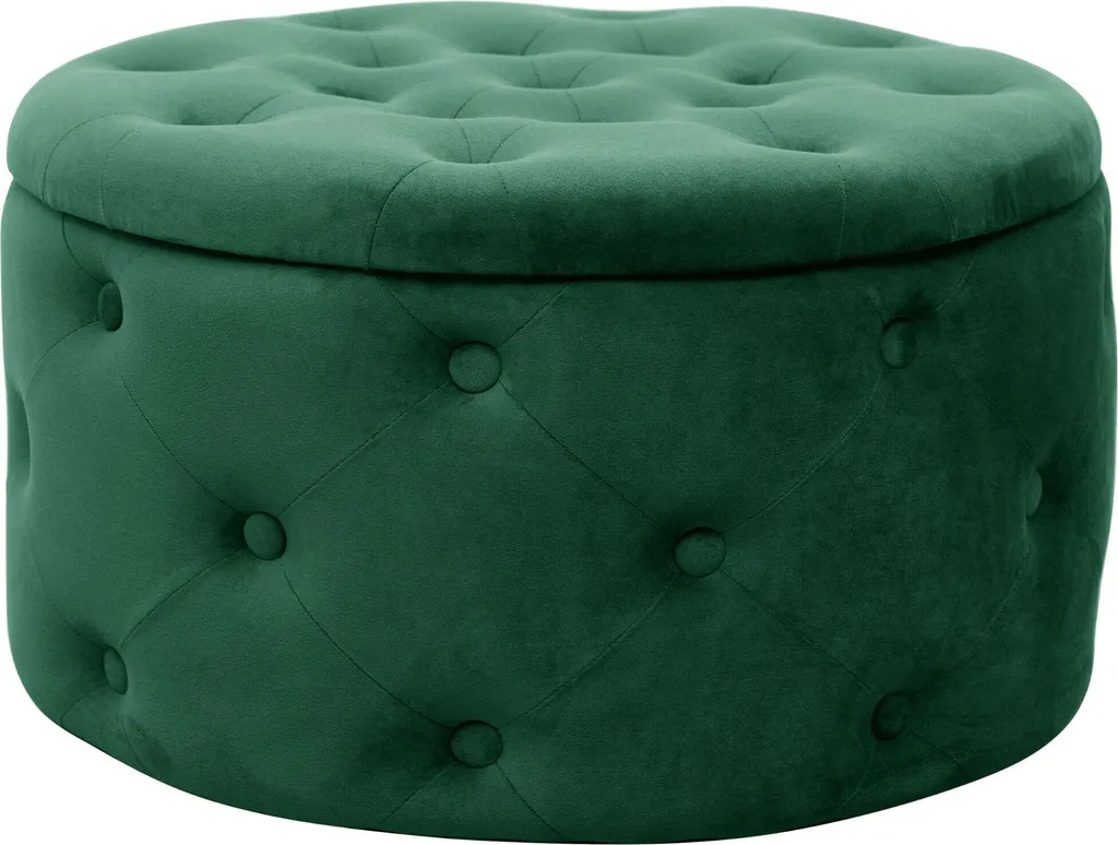 Pouf en Velours Vert Bouteille 37x37x42 cm Texture Douce et Design Elza