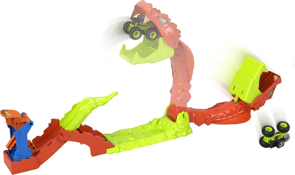 Hot Wheels Monster Trucks Chasse au Serpent Géant Mattel avec Loopings