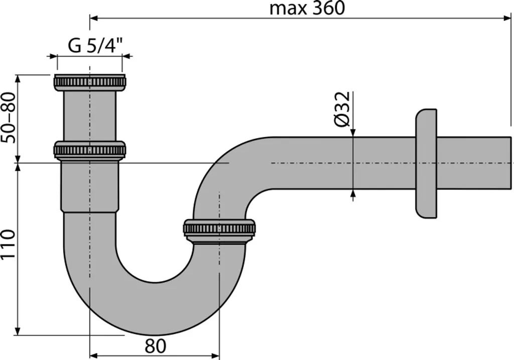 Sifone Metallo Alcadrain 5/4" DN32 per Lavabo - Sostituzione Facile