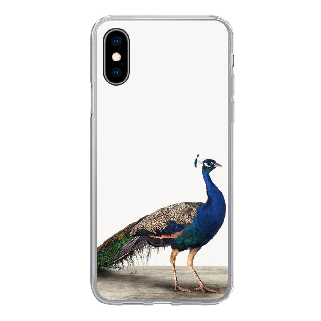 MuchoWow Handyhülle Schutzhülle Hülle für iPhone X Pfau - Federn - Vogel - Kinder - Jungen - Mädchen Silikon Softcase Handy Hülle - Handyh...