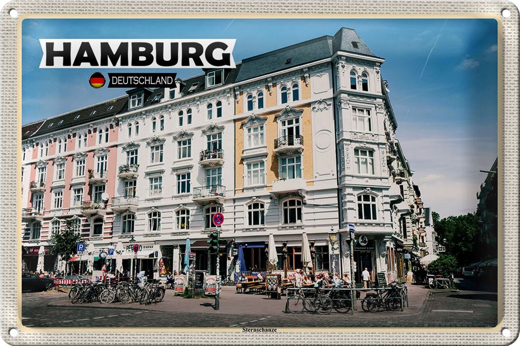 Blechschild Städte Hamburg Sternschanze Altstadt 18x12cm