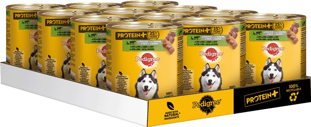 PEDIGREE Dose Protein+ in Pastete mit Ente und Rind 12 x 800g
