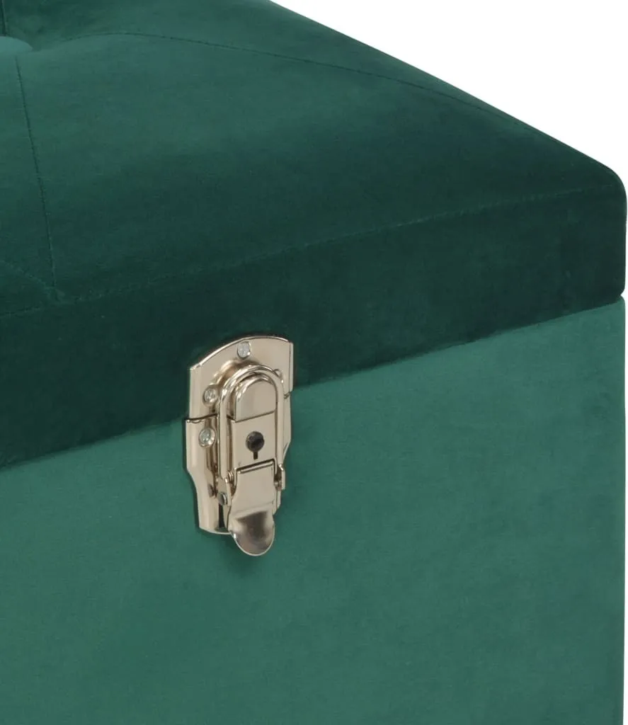 Banc de rangement en velours vert 105 cm avec assise matelassée - 6