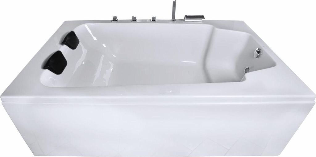 CARIBIA Rechteck Badewanne Classic 190x120 Wasserfall Armaturset, Acrylschürze, Füße, Ablaufgarnitur und 2x Kopfkissen GRATIS