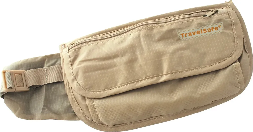 Protection anti-vol : Ceinture porte-monnaie invisible Travelsafe beige