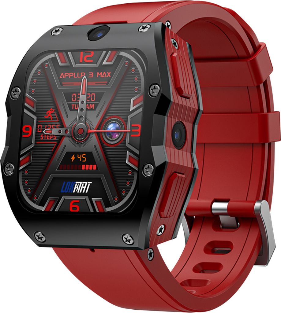 LOKMAT APPLLP 3 MAX Smart Watch 2,02-Zoll-Touchscreen, unabhaengige Telefonanrufe, GPS, BT5.0, Smartwatch mit Kamera, Herzfrequenzmesser, Gesundhei...