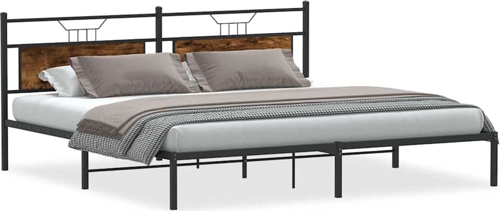 Bettgestell ohne Matratze Räuchereiche 193x201 cm Holzwerkstoff