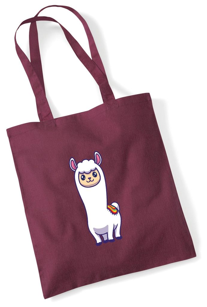 Huuraa Jutebeutel Lama Comic 10 Liter Burgundy Baumwolle Tasche Geschenkidee