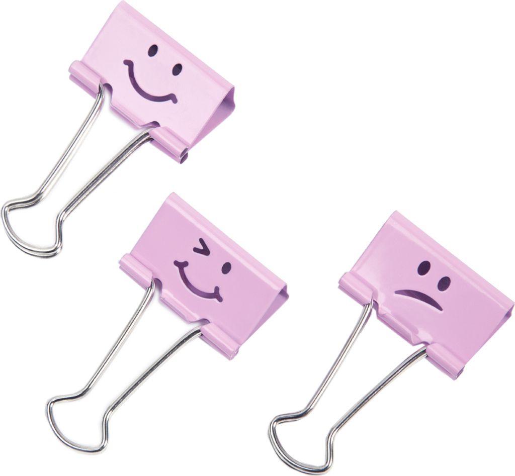 RAPESCO Foldback-Klammern (B)19 mm rosa Emoji 20 Stück