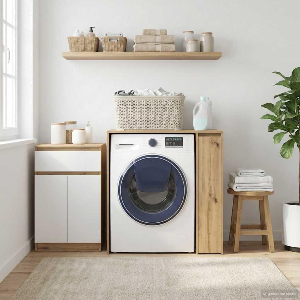 vidaXL Waschmaschinen-Schrank mit Tür Artisan-Eiche 87 x 60 Produktbild 