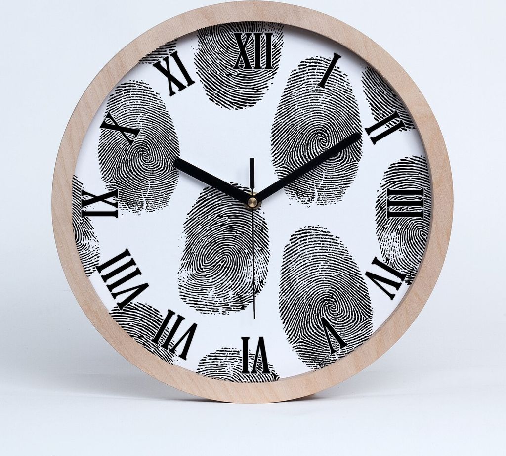 Holzuhr 30fi cm wanduhr - schwarze Spitzen - Fingerabdrücke