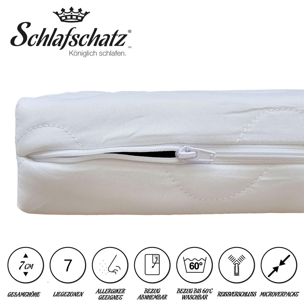 Schlafschatz Topper 7cm XXL 100x200cm fest , 7-Zonen, Bezug Produktbild 
