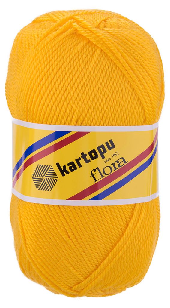 Kartopu Flora 100g Acrylgarn zum Stricken und Häkeln in kräftigem Gelb (K320).