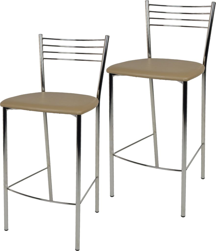 t m c s Tommychairs - 2er Set moderne Barhocker ELENA für Küche und Esszimmer, robustes Gestell aus verchromtem Stahl, gepolsterte Sitzfläche mi...